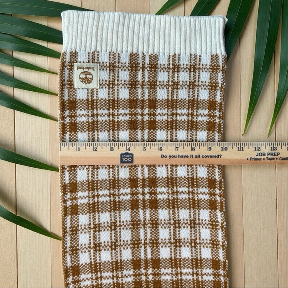 Timberland Plaid Knit Scarf – Tan Caramel & Cream – OS - Picture 6 of 10